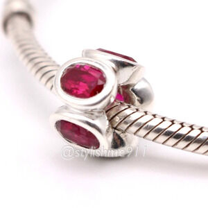 Authentic PANDORA Red Oval Lights Synthetic Ruby Charm